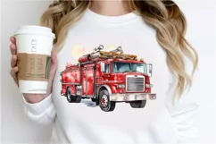 Fire Truck Watercolor Sublimation PNG Clipart Product Image 2