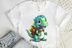 Baby Dinosaur with Backpack Sublimation PNG Clipart Product Image 2