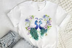Couple Peacock Heart Sublimation PNG Clipart Product Image 2