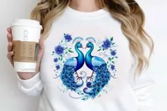 Couple Peacock Heart Sublimation PNG Clipart Product Image 2
