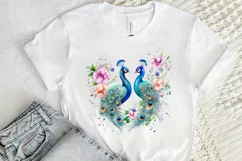 Couple Peacock Heart Sublimation PNG Clipart Product Image 2