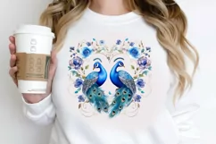 Couple Peacock Heart Sublimation PNG Clipart Product Image 2