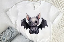 Cute Cartoon Bat Watercolor Sublimation PNG Clipart Product Image 2