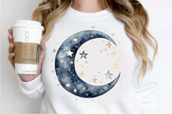 Moon And Stars Watercolor PNG Clipart Product Image 2