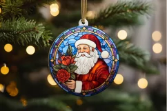 Stained Glass with Christmas Santa Flower PNG Clipart Product Image 2
