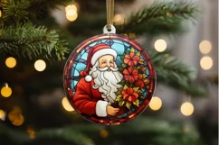Stained Glass with Christmas Santa Flower PNG Clipart Product Image 2