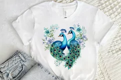 Couple Peacock Heart Sublimation PNG Clipart Product Image 2