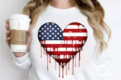 American Flag Dripping Heart PNG Clipart Product Image 2