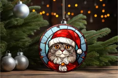 Stained Glass Christmas Cat PNG Clipart Product Image 2