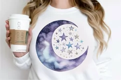 Moon And Stars Watercolor PNG Clipart Product Image 2