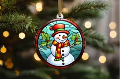Stained Glass Christmas Snowman PNG Clipart Product Image 2