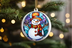 Stained Glass Christmas Snowman PNG Clipart Product Image 2