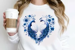 Couple Peacock Heart Sublimation PNG Clipart Product Image 2