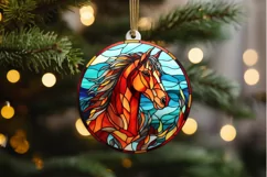 Stained Glass with Christmas Horse PNG Clipart Product Image 2
