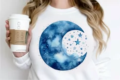 Moon And Stars Watercolor PNG Clipart Product Image 2