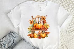 Autumn Chairs Watercolor Pumpkins Sublimation PNG Clipart Product Image 2