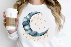 Moon And Stars Watercolor PNG Clipart Product Image 2