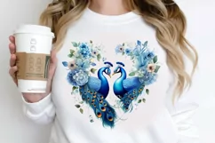 Couple Peacock Heart Sublimation PNG Clipart Product Image 2