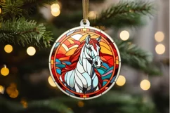 Stained Glass with Christmas Horse PNG Clipart Product Image 2