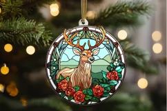 Stained Glass With Christmas Deer Flower PNG Clipart Product Image 2