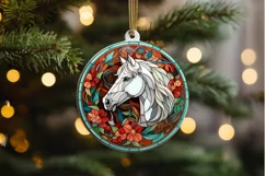 Stained Glass with Christmas Horse PNG Clipart Product Image 2