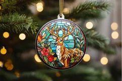 Stained Glass With Christmas Deer Flower PNG Clipart Product Image 2