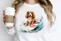 Surfing Cute Dog Watercolor Sublimation PNG Clipart Product Image 2