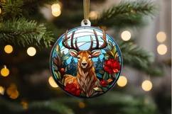 Stained Glass With Christmas Deer Flower PNG Clipart Product Image 2