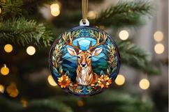 Stained Glass With Christmas Deer Flower PNG Clipart Product Image 2