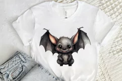 Cute Cartoon Bat Watercolor Sublimation PNG Clipart Product Image 2