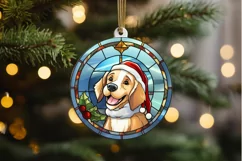 Stained Glass With Christmas Dog And San PNG Clipart Product Image 2