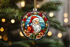 Stained Glass with Christmas Santa Flower PNG Clipart Product Image 2