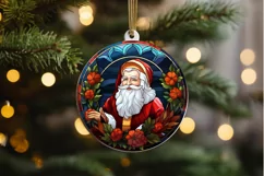 Stained Glass with Christmas Santa Flower PNG Clipart Product Image 2