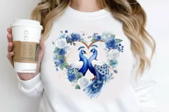 Couple Peacock Heart Sublimation PNG Clipart Product Image 2
