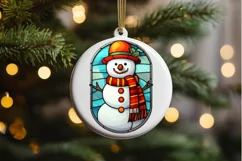 Stained Glass Christmas Snowman PNG Clipart Product Image 2