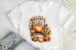 Autumn Chairs Watercolor Pumpkins Sublimation PNG Clipart Product Image 2