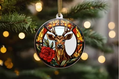 Stained Glass With Christmas Deer Flower PNG Clipart Product Image 2