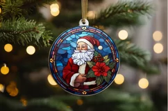 Stained Glass with Christmas Santa Flower PNG Clipart Product Image 2