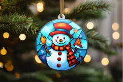 Stained Glass Christmas Snowman PNG Clipart Product Image 2