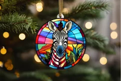 Stained Glass with Christmas Zebra PNG Clipart Product Image 2