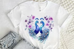 Couple Peacock Heart Sublimation PNG Clipart Product Image 2