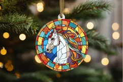 Stained Glass with Christmas Horse PNG Clipart Product Image 2