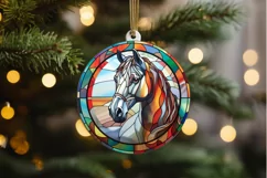 Stained Glass with Christmas Horse PNG Clipart Product Image 2