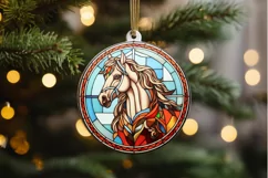 Stained Glass with Christmas Horse PNG Clipart Product Image 2