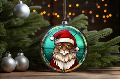 Stained Glass Christmas Cat PNG Clipart Product Image 2