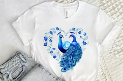 Couple Peacock Heart Sublimation PNG Clipart Product Image 2