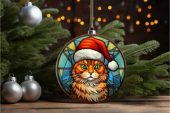 Stained Glass Christmas Cat PNG Clipart Product Image 2