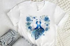 Couple Peacock Heart Sublimation PNG Clipart Product Image 2