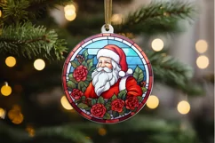 Stained Glass with Christmas Santa Flower PNG Clipart Product Image 2