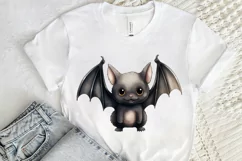 Cute Cartoon Bat Watercolor Sublimation PNG Clipart Product Image 2